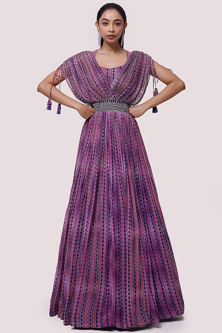 Purple Embellished Gown by Onaya