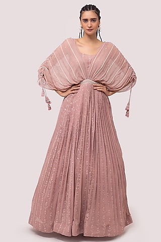 Peach Chikankari Gown by Onaya
