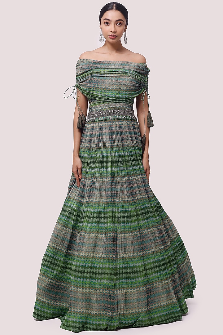 Green Printed Gown Design by Onaya at Pernia's Pop Up Shop 2024