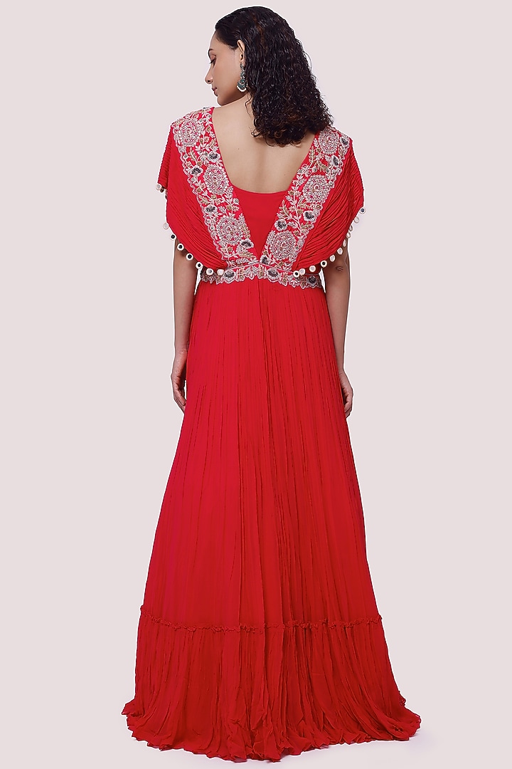 Bright Rani Pink Embroidered Party Wear Gown by Onaya at Pernia's Pop Up Shop