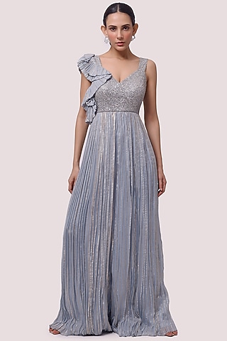 Sky Blue Embellished Jumpsuit by Onaya