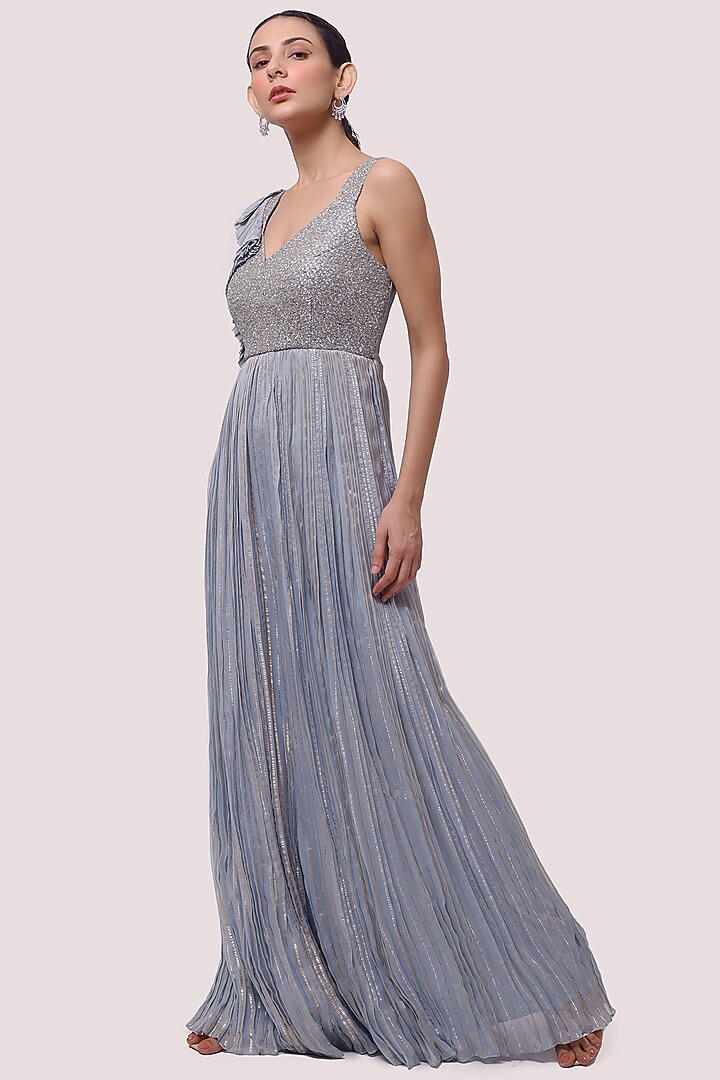 Sky Blue Embellished Jumpsuit by Onaya at Pernia's Pop Up Shop
