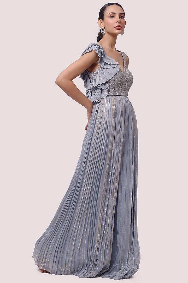 Sky Blue Embellished Jumpsuit by Onaya at Pernia's Pop Up Shop