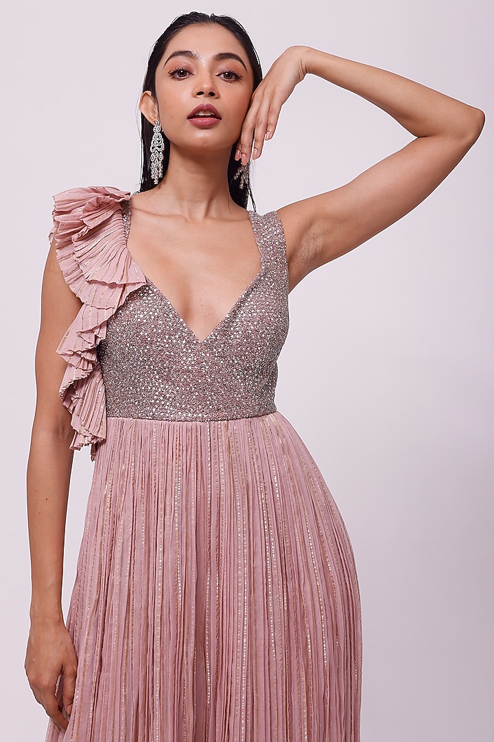 Pink Embellished Jumpsuit by Onaya at Pernia's Pop Up Shop