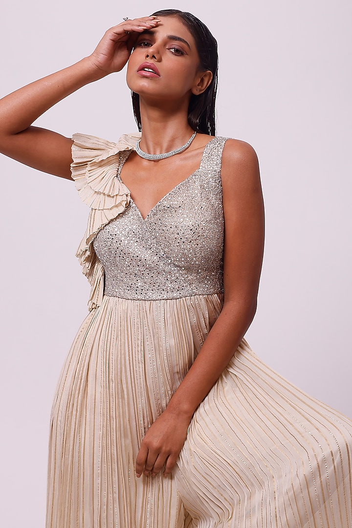 Off-White Embellished Jumpsuit by Onaya at Pernia's Pop Up Shop