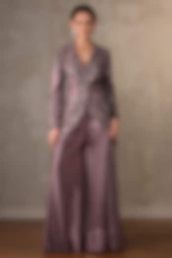 Mauve Satin Wedding Sharara Set by Onaya at Pernia's Pop Up Shop