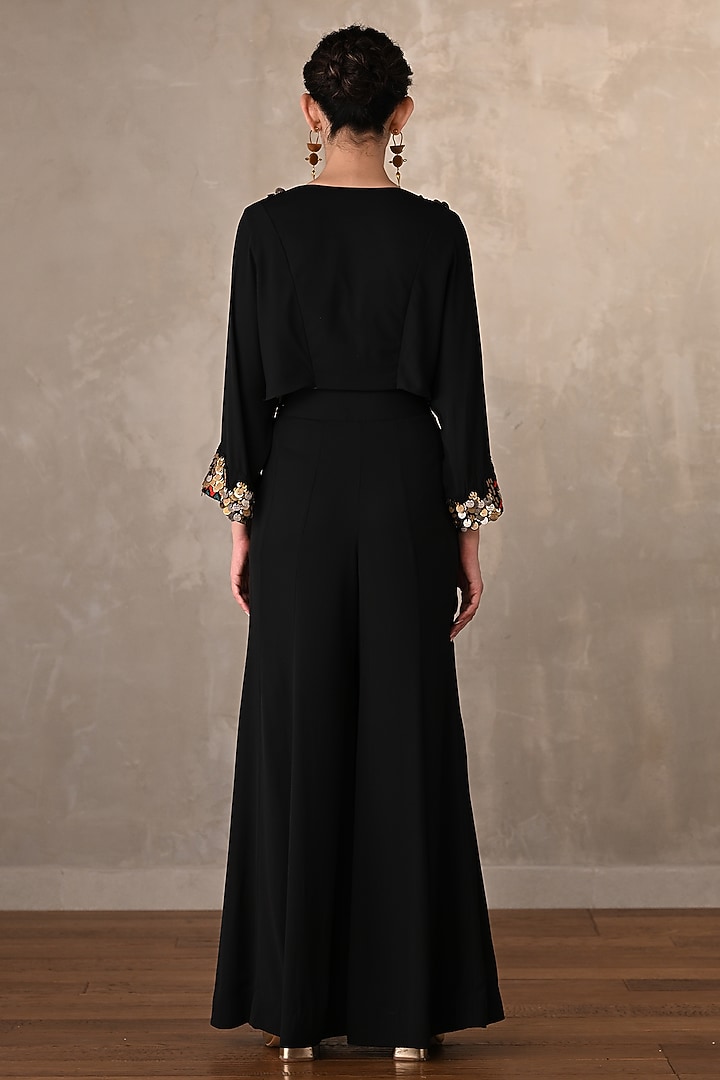 Black Georgette Wide-Legged Pant Set by Onaya at Pernia's Pop Up Shop