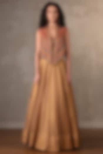 Gold Tissue Sequins Embellished Jacket Wedding Lehenga Set by Onaya at Pernia's Pop Up Shop