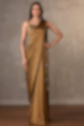 Mehndi Green Satin hand Embellished Draped Wedding Gown Saree by Onaya at Pernia's Pop Up Shop