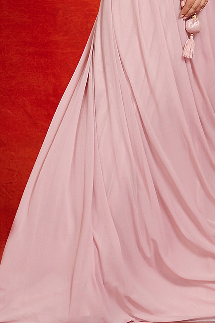 Powder Pink Draped A-Line Gown With Jacket by Onaya at Pernia's Pop Up Shop