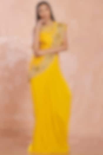 Citrus Yellow Draped Gown With Jacket by Onaya