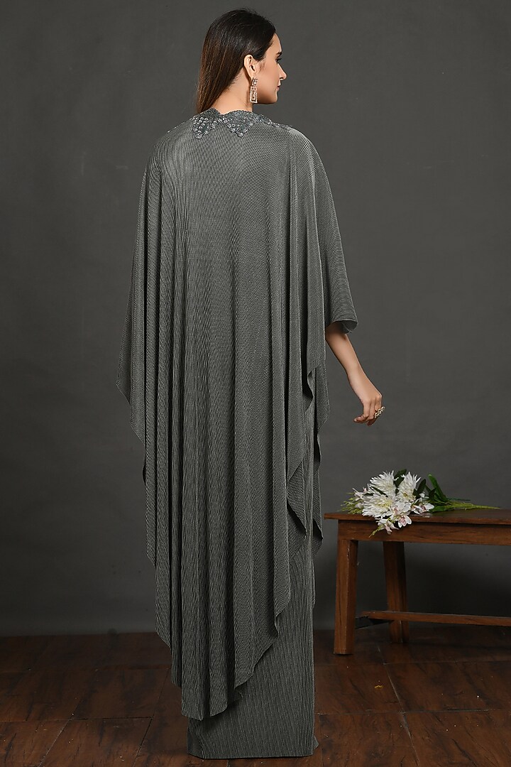 Dusty Olive Lycra Gown With Jacket by Onaya at Pernia's Pop Up Shop
