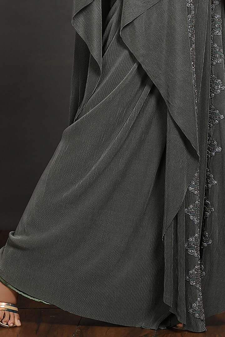 Dusty Olive Lycra Gown With Jacket by Onaya at Pernia's Pop Up Shop
