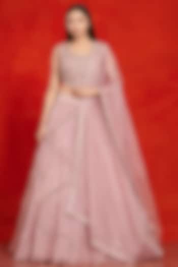 Old Rose Embroidered Wedding Lehenga Set by Onaya at Pernia's Pop Up Shop