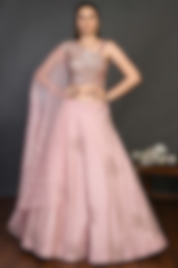 Blush Pink Embroidered Wedding Lehenga Set by Onaya at Pernia's Pop Up Shop