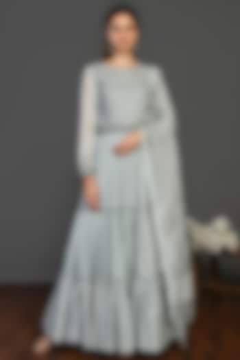 Doctor Blue Embroidered Anarkali Set by Onaya at Pernia's Pop Up Shop