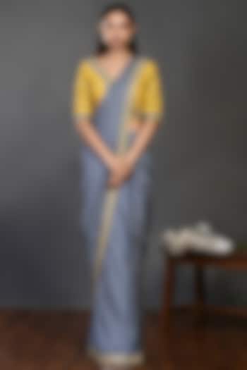 Bluish Grey Embroidered Saree Set by Onaya