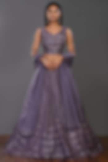 Lilac Grey Embroidered Wedding Lehenga Set by Onaya at Pernia's Pop Up Shop