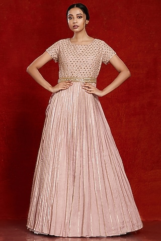 Coral Embroidered Gown by Onaya