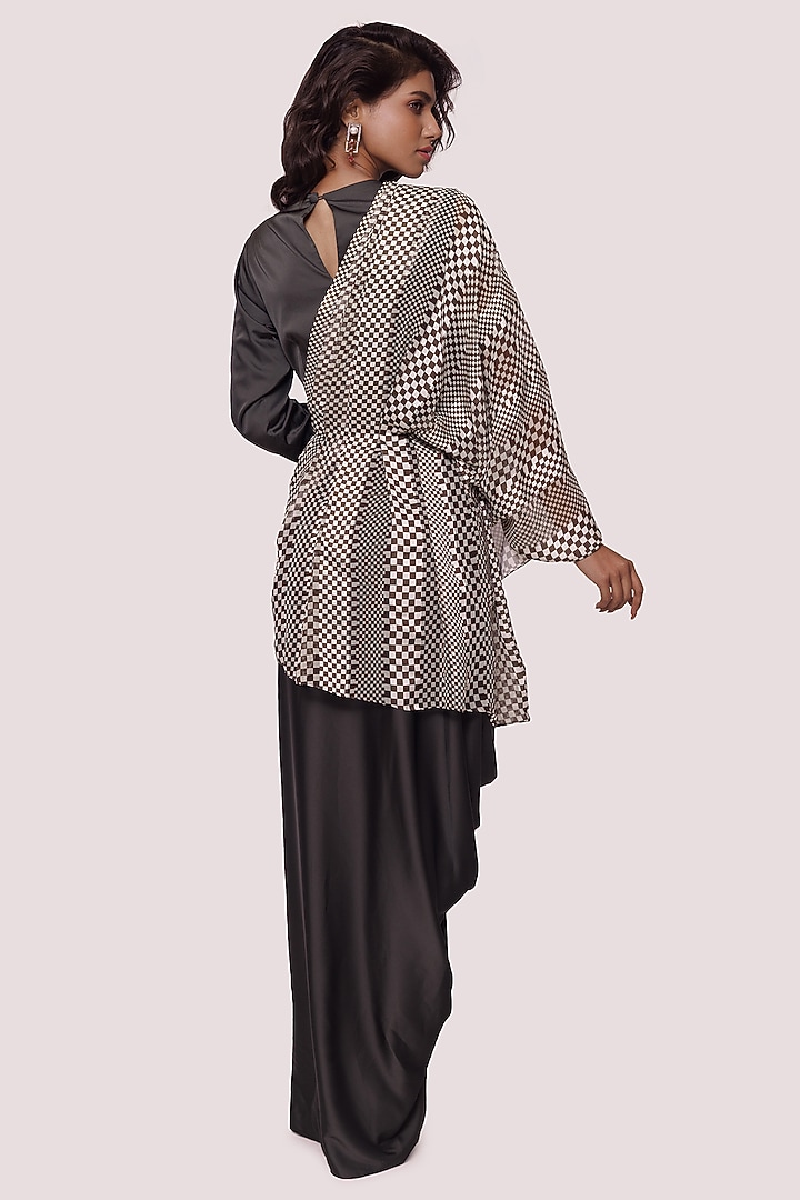 Mehendi Green Satin Printed Indowestern Summer Dress by Onaya at Pernia's Pop Up Shop