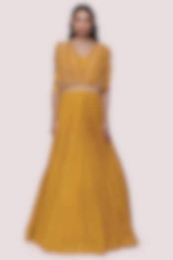 Lemon Yellow Chikankari Gown by Onaya