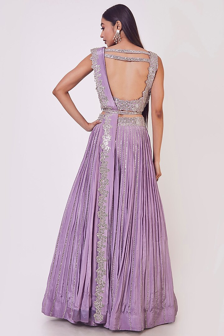 Lilac Embroidered Wedding Lehenga Set by Onaya at Pernia's Pop Up Shop