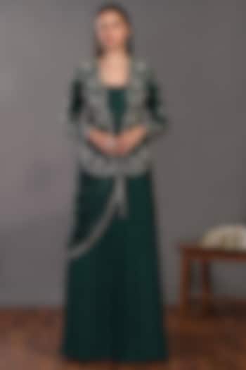 Bottle Green Gown With Jacket by Onaya at Pernia's Pop Up Shop