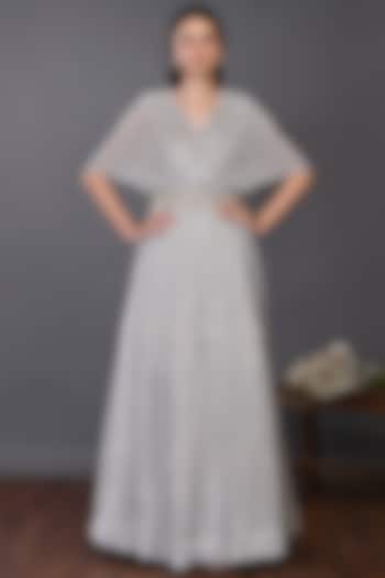 Silver Shimmer Gown With Belt by Onaya