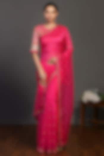 Rani Pink Organza Festive Saree Set by Onaya at Pernia's Pop Up Shop
