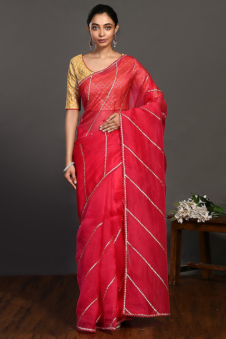 Rani Gota Embroidered Saree Set by Onaya