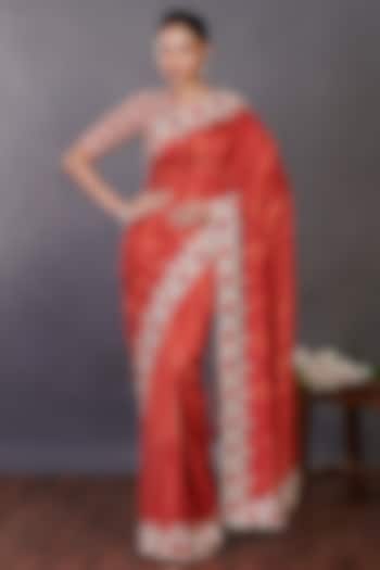 Maroon Silk Saree Set by Onaya