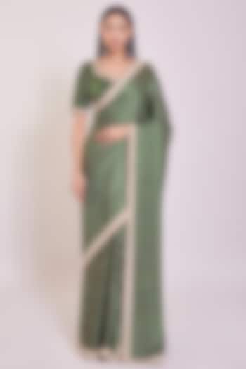 Green Handloom Saree Set by Onaya