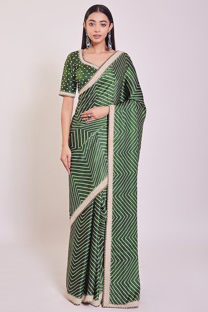 Green Handloom Saree Set by Onaya