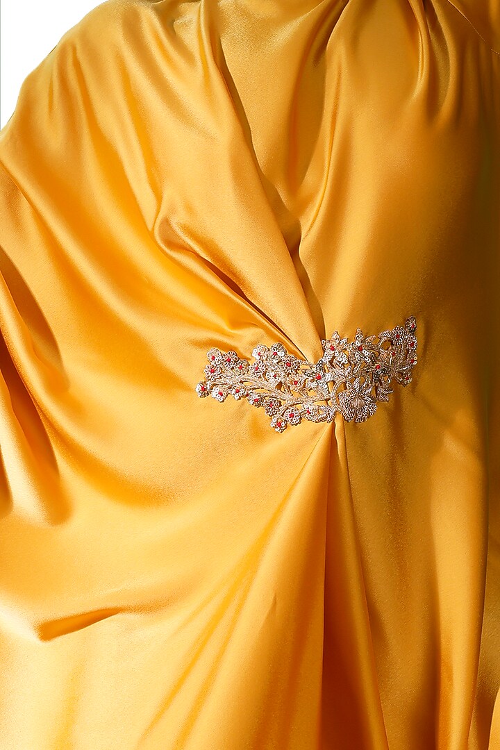 Yellow Satin Draped Maxi Summer Dress by Onaya at Pernia's Pop Up Shop