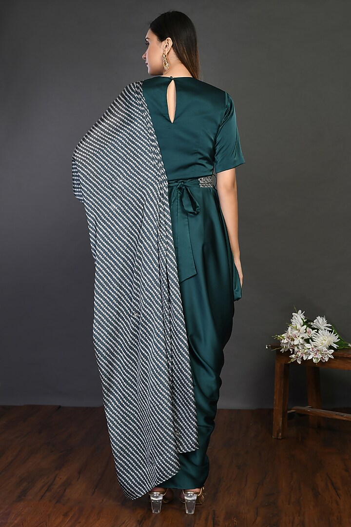 Bottle Green Satin Maxi Summer Dress With Belt by Onaya at Pernia's Pop Up Shop