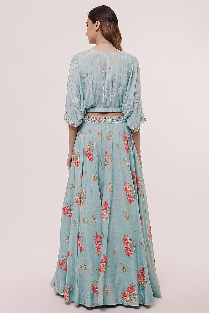 Sea Green Muslin Floral Printed Skirt Set by Onaya at Pernia's Pop Up Shop