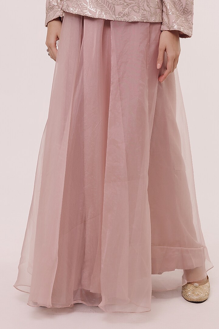 Onion Pink Chikankari Embellished Jacket With Jumpsuit by Onaya at Pernia's Pop Up Shop