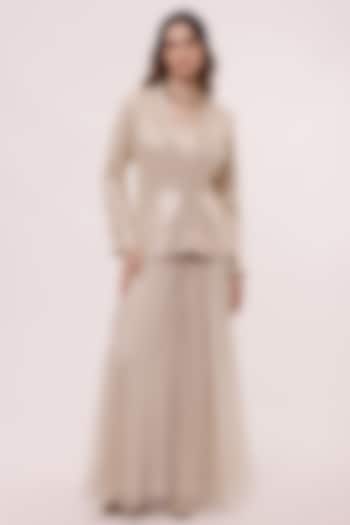 Ivory Chikankari Embellished Jacket With Jumpsuit by Onaya at Pernia's Pop Up Shop