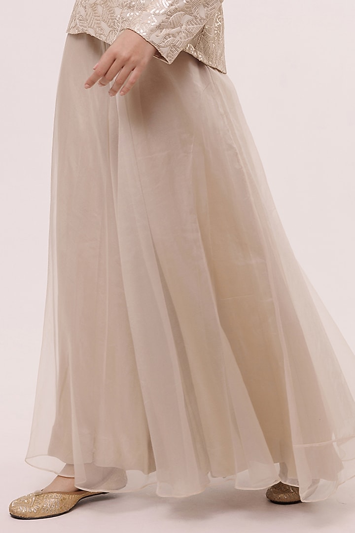 Ivory Chikankari Embellished Jacket With Jumpsuit by Onaya at Pernia's Pop Up Shop