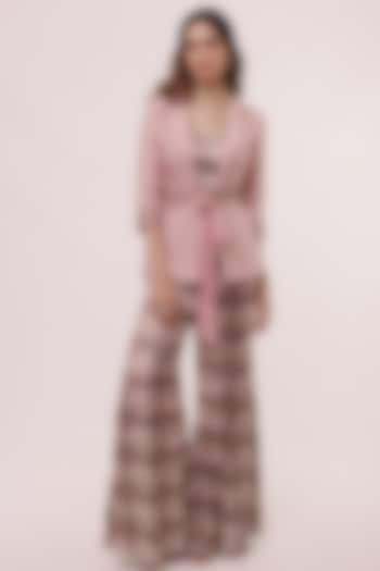 Blush Pink Satin Blazer Set by Onaya