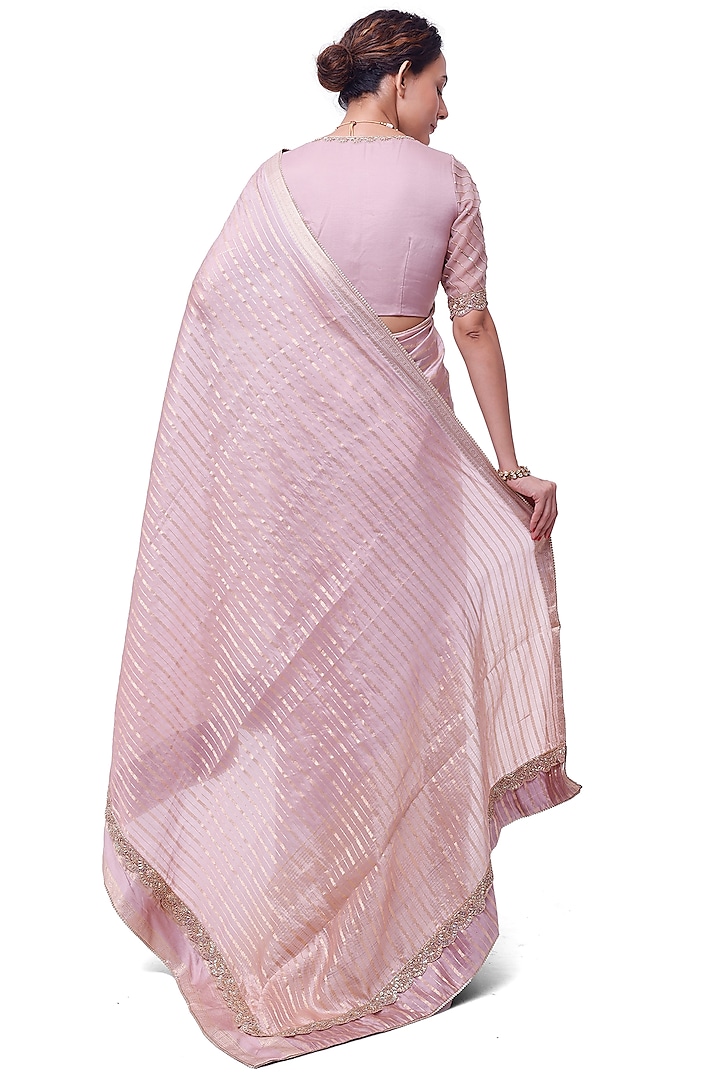 Lavender Handloom Cutdana Embellished Saree Set by Onaya at Pernia's Pop Up Shop