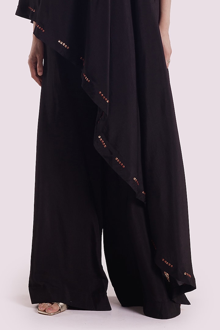 Black Silk Sequins Work Kaftan Set by Onaya at Pernia's Pop Up Shop