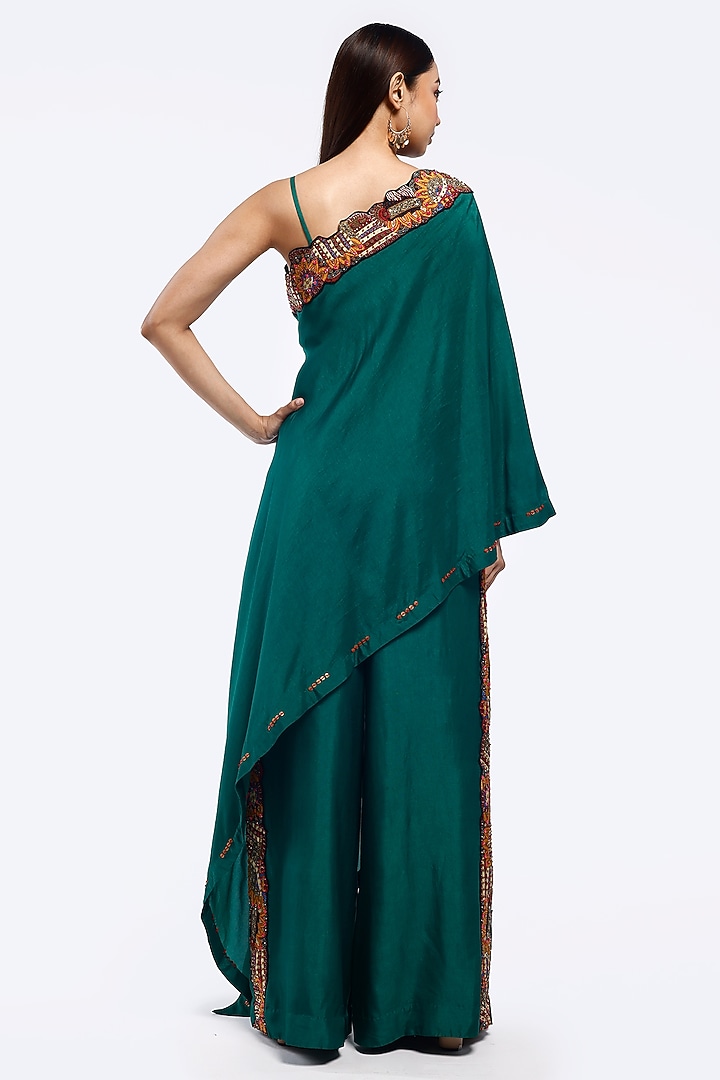 Green Silk Sequins Work Kaftan Set by Onaya at Pernia's Pop Up Shop