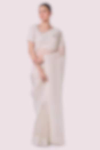 Ivory Organza Embellished Party Wear Saree Set by Onaya at Pernia's Pop Up Shop