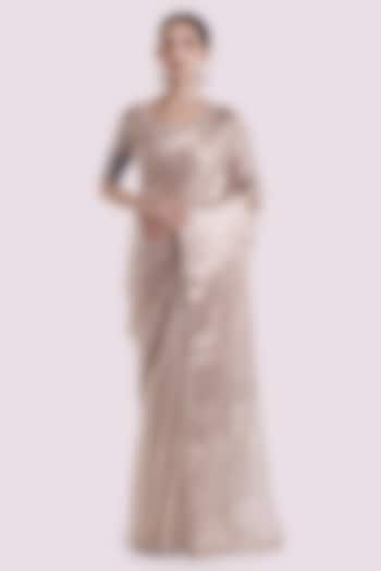 Silver Tissue Cutdana Embellished Party Wear Saree Set by Onaya at Pernia's Pop Up Shop