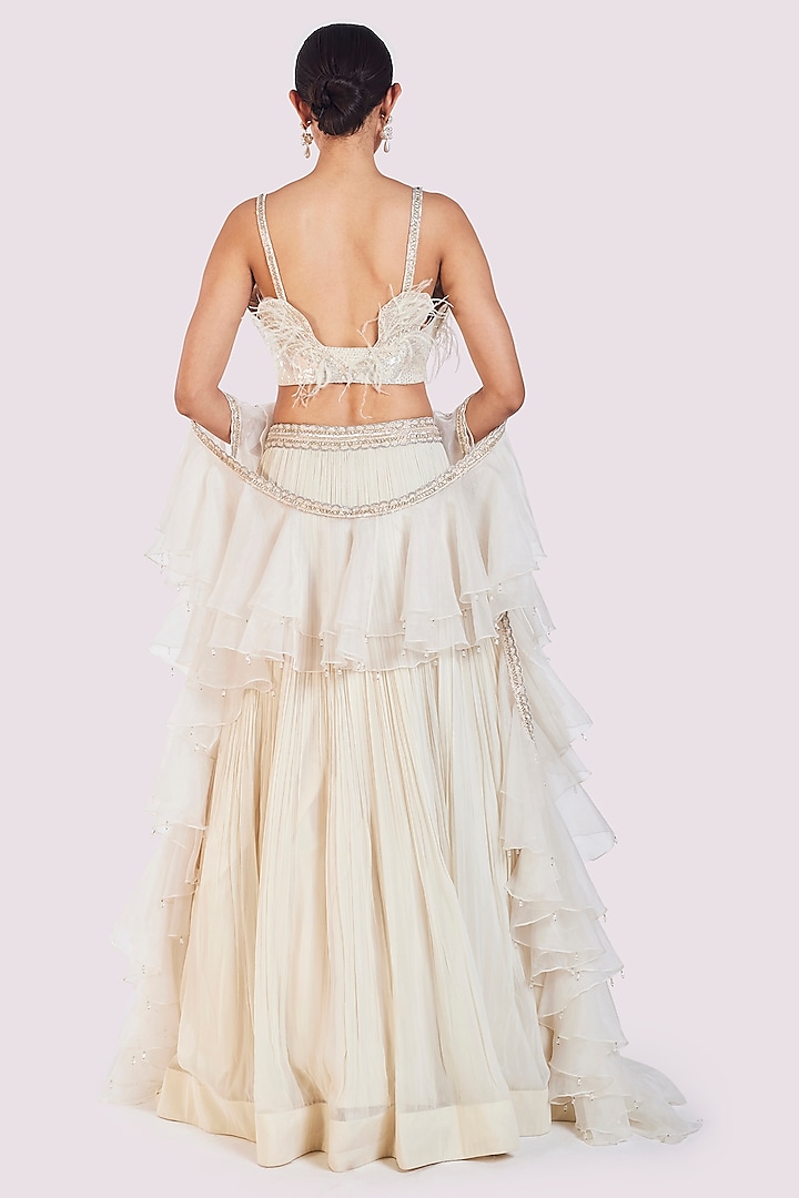 Off-White Georgette Lehenga Set by Onaya at Pernia's Pop Up Shop