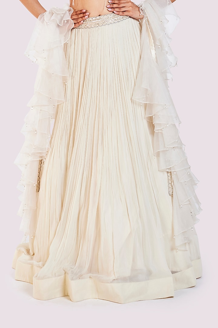 Off-White Georgette Lehenga Set by Onaya at Pernia's Pop Up Shop