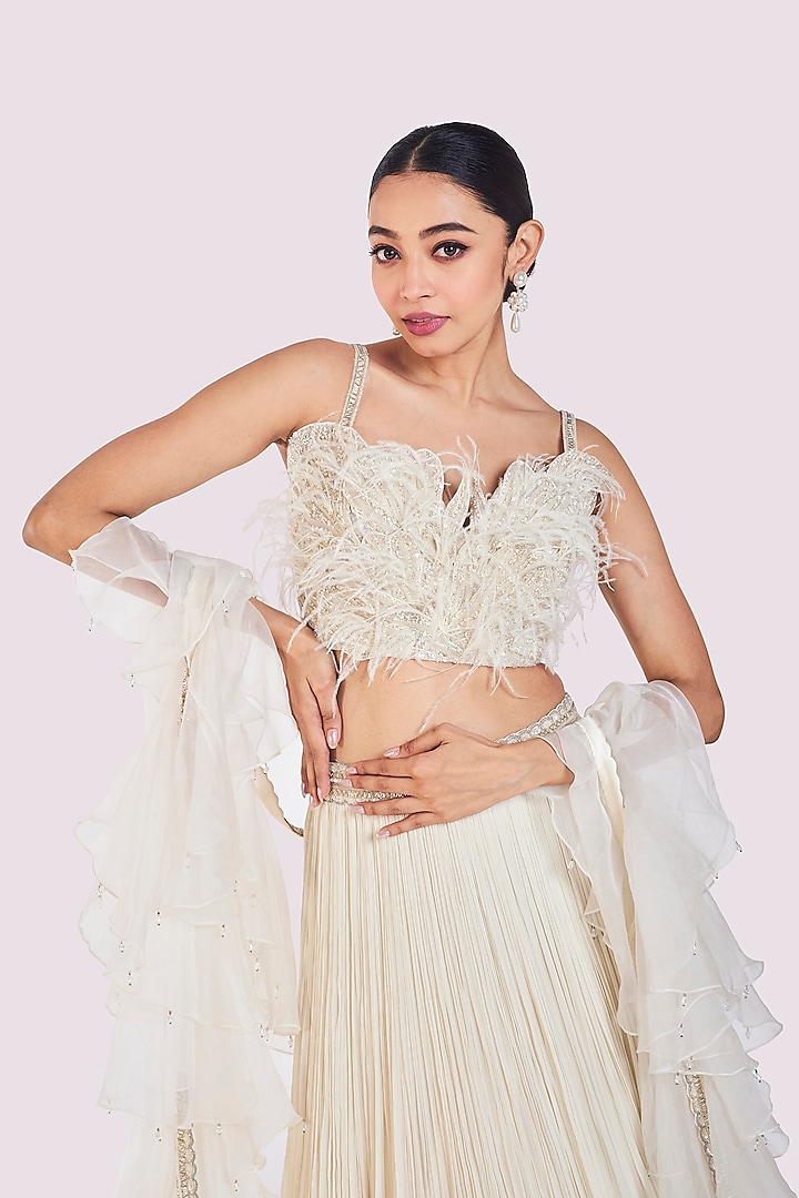 Off-White Georgette Lehenga Set by Onaya at Pernia's Pop Up Shop