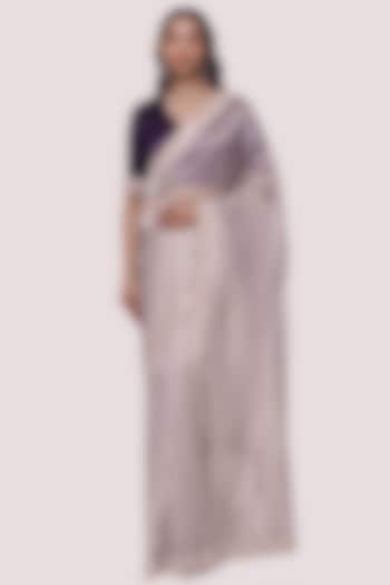 Grey Tissue Embellished Saree Set by Onaya
