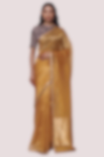 Chrome Yellow Handloom Embroidered Saree Set by Onaya